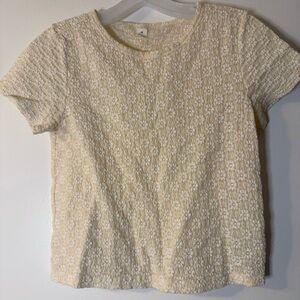 Old Navy Fitted Short-Sleeve Lace Top Cream Women’s Medium